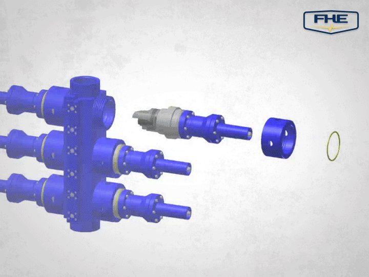 FHE triple wireline valve ram arm animation